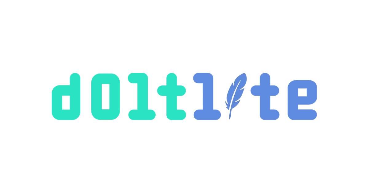 DoltLite wordmark, SQLite feather for the i