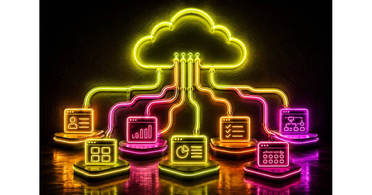 One neon cloud feeding many different application screens